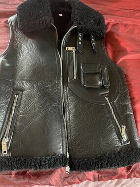 Burberry Black Shearling Aviator Jacket